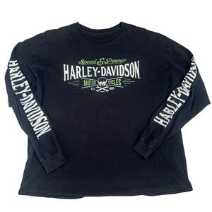 Harley Davidson Military T-Shirt Ramstein Air Base Skull Long Sleeve Mens XL